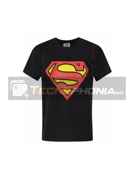 Camiseta adulto manga corta Superman negra Talla S
