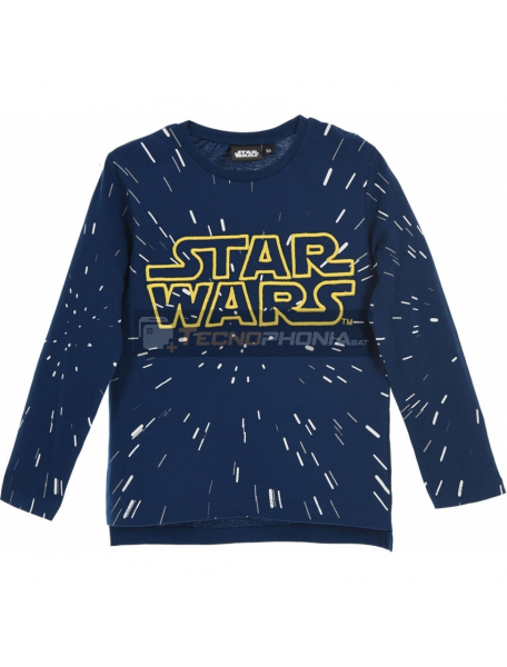 Camiseta niño manga larga Star Wars logo bordado azul RH1149 6 años
