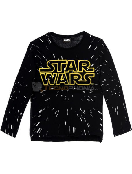 Camiseta niño manga larga Star Wars logo bordado negra RH1149 4 años