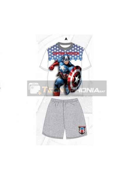Pijama niño verano Capitán América blanco - gris 10 años