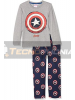 Pijama manga larga niño Capitán América gris - azul 8 años 128cm