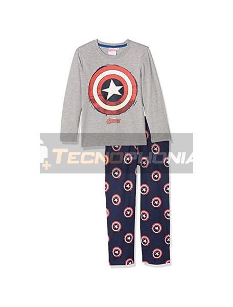 Pijama manga larga niño Capitán América gris - azul 6 años 116cm