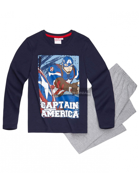 Pijama manga larga niño Capitán América azul - gris 8 años 128cm