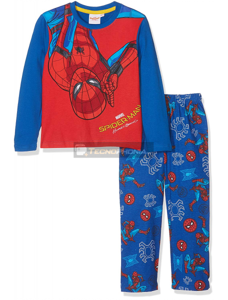 Pijama manga larga niño Spider-man azul estampado 4 años 104cm