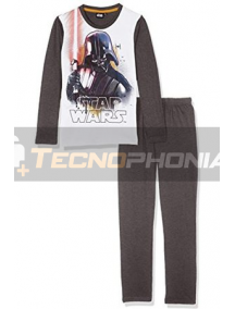 Pijama manga larga niño Star Wars - Drath Vader gris balnco 6 años 116cm