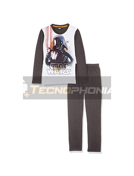 Pijama manga larga niño Star Wars - Drath Vader gris balnco 6 años 116cm