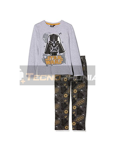 Pijama manga larga niño Star Wars - Drath Vader gris estampado 8 años 128cm