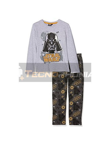 Pijama manga larga niño Star Wars - Drath Vader gris estampado 10 años 140cm