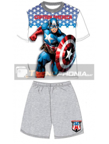 Pijama niño verano Marvel Los Vengadores - Avengers - Capitán América gris 12 años 152cm