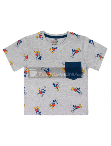 Camiseta Mickey Disney premium gris - azul 3 años