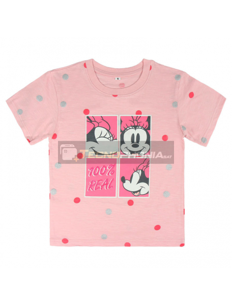 Camiseta Minnie Disney premium rosa lunares 4 años