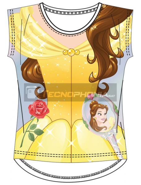 Camiseta algodon full print de Princesas - Bella y la Bestia Talla 2