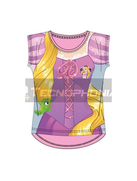 Camiseta algodon full print de Princesas - Rapunzel Talla 4