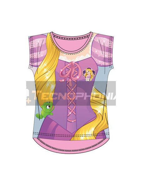 Camiseta algodon full print de Princesas - Rapunzel Talla 6