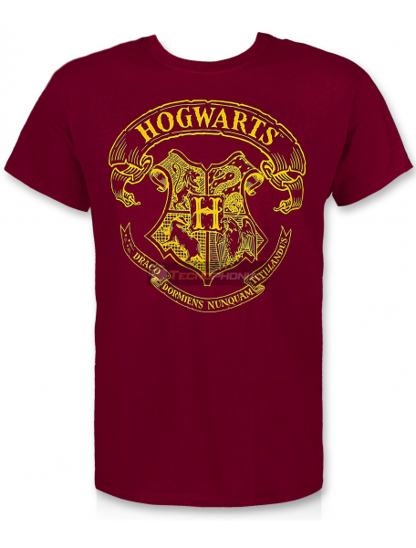 Camiseta adulto manga corta Harry Potter - Hogwarts burdeos Talla M
