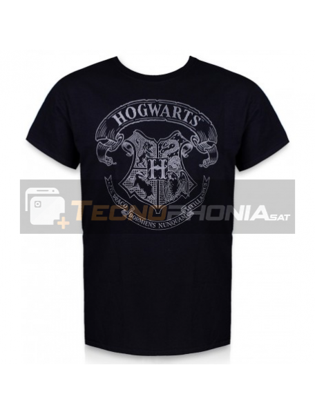 Camiseta adulto manga corta Harry Potter - Hogwarts negra Talla S