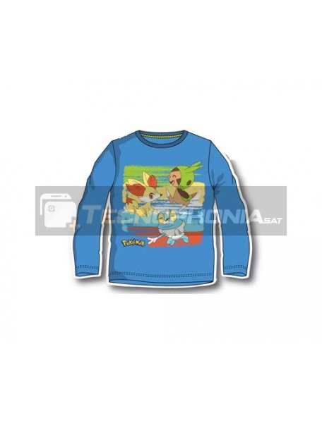 Camiseta infantil manga larga Pokemon azul 12 años