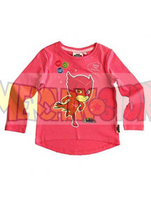 Camiseta niña manga larga PJ Masks - Buhita rosa fucsia 5 años