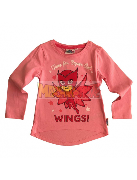 Camiseta niña manga larga PJ Masks - Buhita rosa 6 años