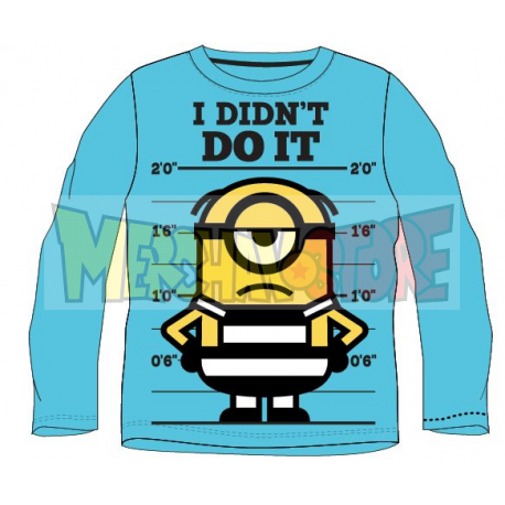 Camiseta niño manga larga Minions - I didn't do it celeste 6 años 116cm