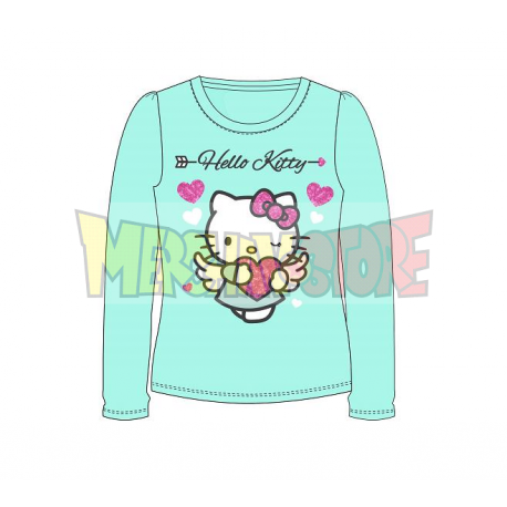 Camiseta niña manga larga Hello Kitty - Angel corazón turquesa 5 años 110cm