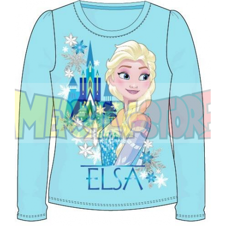 Camiseta manga larga niña Frozen - Elsa castillo turquesa 8 años 128cm