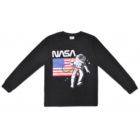 Camiseta niño manga larga Nasa negra 9 años 134cm