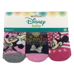 Pack de 3 calcetines bebé Disney - Minnie Mouse rosa 6-12 meses