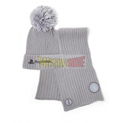 Gorro de invierno + bufanda PlayStation gris