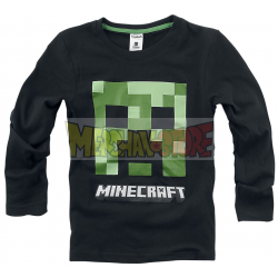 Camiseta niño manga larga Minecraft negra 12 años 152cm