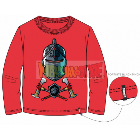 Camiseta niño manga larga Fortnite - Caballero Oscuro 10 años 140cm roja