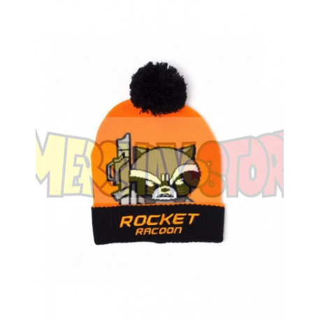 Gorro de punto Rocket Racoon naranja - negro