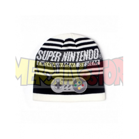 Gorro de punto Super Nintendo blanco y negro