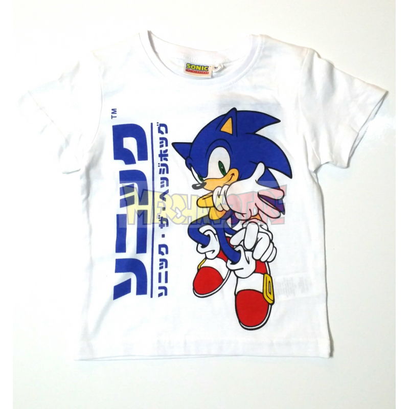 Camiseta nino Sonic blanca 6 anos 116cm