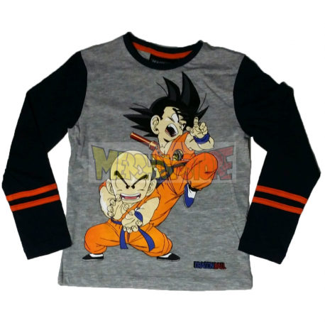 Camiseta niño manga larga Dragon Ball - Goku y Krilin gris 12 años 152cm