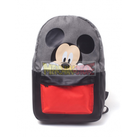 Mochila Mickey Mouse gris - negra y roja 45x35x20cm