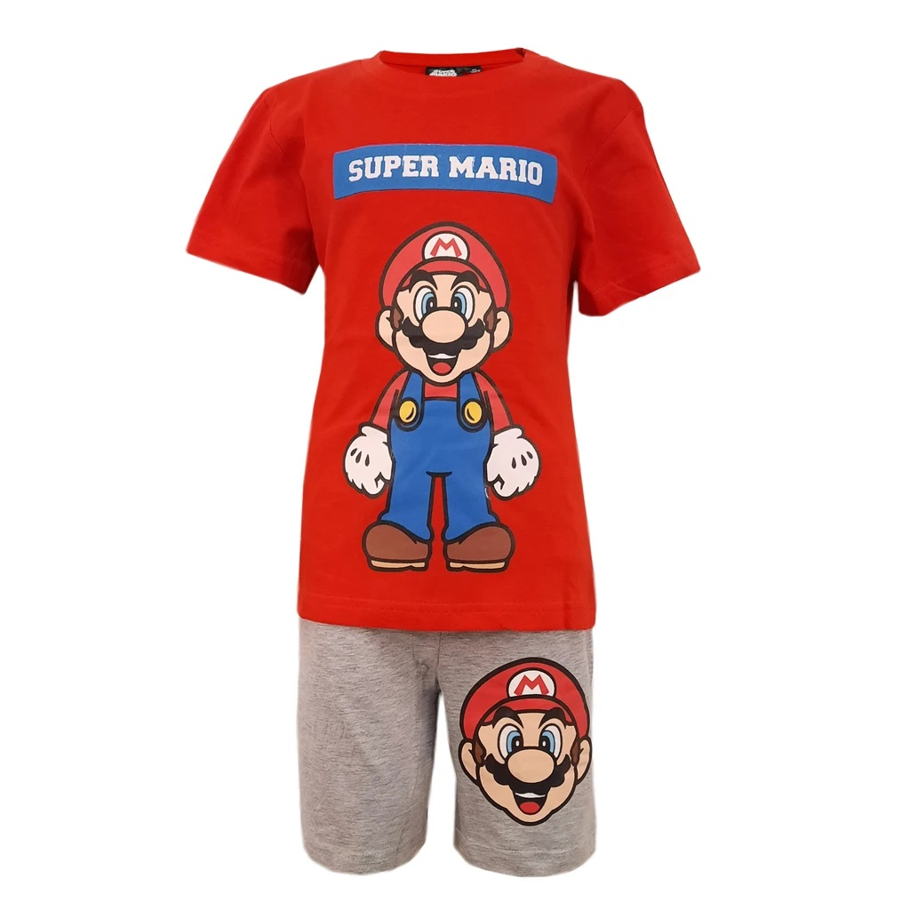 Pijama corta niño Mario 8 años - 128cm rojo - gris