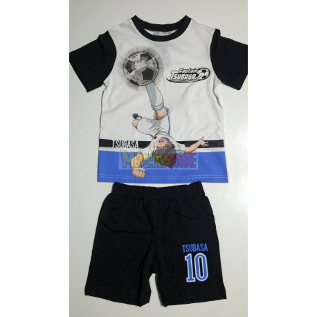 Pijama verano niño Captain Tsubasa - Campeones Oliver y Benji blanco - negro 4 años 104cm