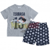 Pijama verano niño Captain Tsubasa - Campeones Oliver y Benji gris - azul 6 años 116cm