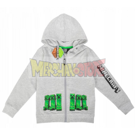 Sudadera niño Minecraft gris con cremallera 8 años 128cm