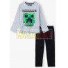 Pijama manga larga niño Minecraft gris - negro 6 años 116cm