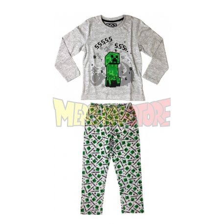 Pijama manga larga niño Minecraft gris Creeper SSSSS 6 años 116cm