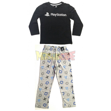 Pijama manga larga niño PlayStation gris - negro 6 años 116cm