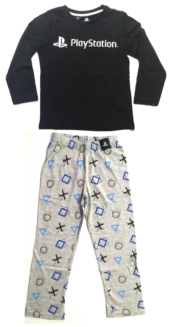 Pijama manga larga nino PlayStation negro gris 6 anos 116cm