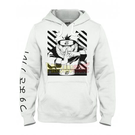 Sudadera adulto con capucha Naruto - Kage Bunshin No Jutso blanca Talla S