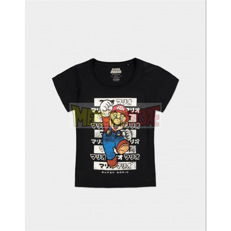 Camiseta adulto para chica Nintendo - Super Mario negra Talla M