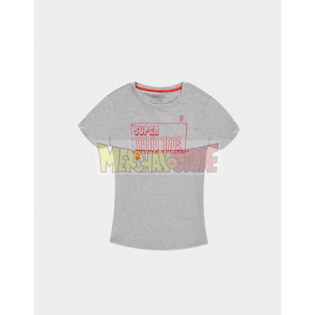 Camiseta adulto para chica Nintendo - Super Mario Bros gris Talla L