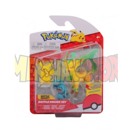 Figura Pokémon Battle Pack - Pikachu + Wynaut + Leafeon 5-8cm