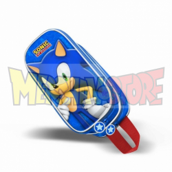 Estuche portatodo 3D Sonic doble cremallera 10x22,5x7cm azul