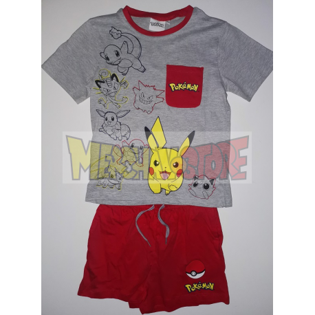 Conjunto de dos piezas camiseta y pantalón Pokémon gris - rojo 8 años 128cm